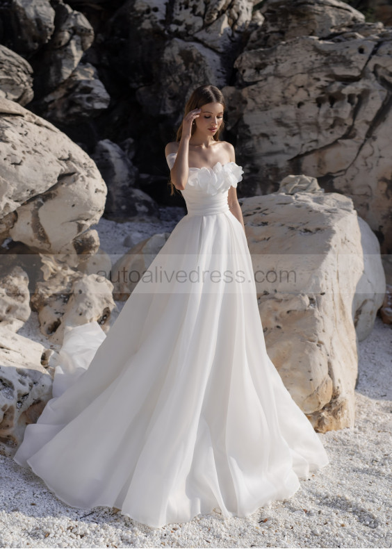 Off Shoulder Ivory Organza Stunning Wedding Dress